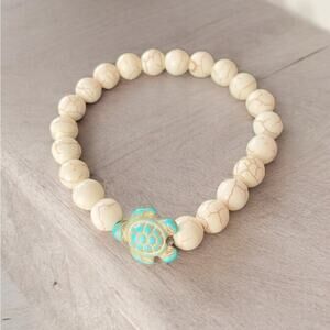 Natural Stone Turtle Elastic Turquoise Bracelet Unisex NEW